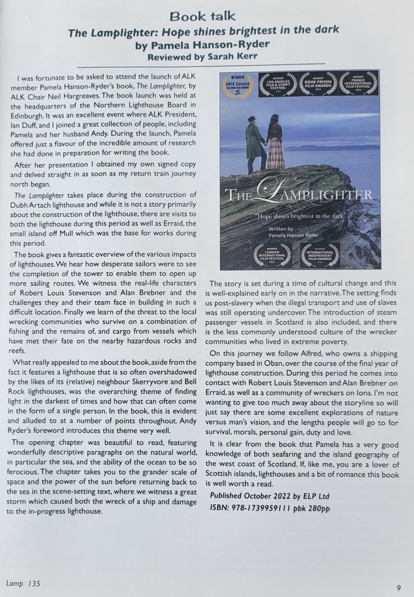 Pamela Hanson Ryder (@pamelahanson_1) on Twitter photo Amazing write up for The Lamplighter book in The Lamp magazine. 🙏🏼 <a href="/alklighthouse/">Lighthouse Keepers</a> <a href="/NLB_UK/">Northern Lighthouse Board</a> #thelamplighter @scottishpoetry Amazing write up for The Lamplighter book in The Lamp magazine. 🙏🏼 <a href="/alklighthouse/">Lighthouse Keepers</a> <a href="/NLB_UK/">Northern Lighthouse Board</a> #thelamplighter @scottishpoetry