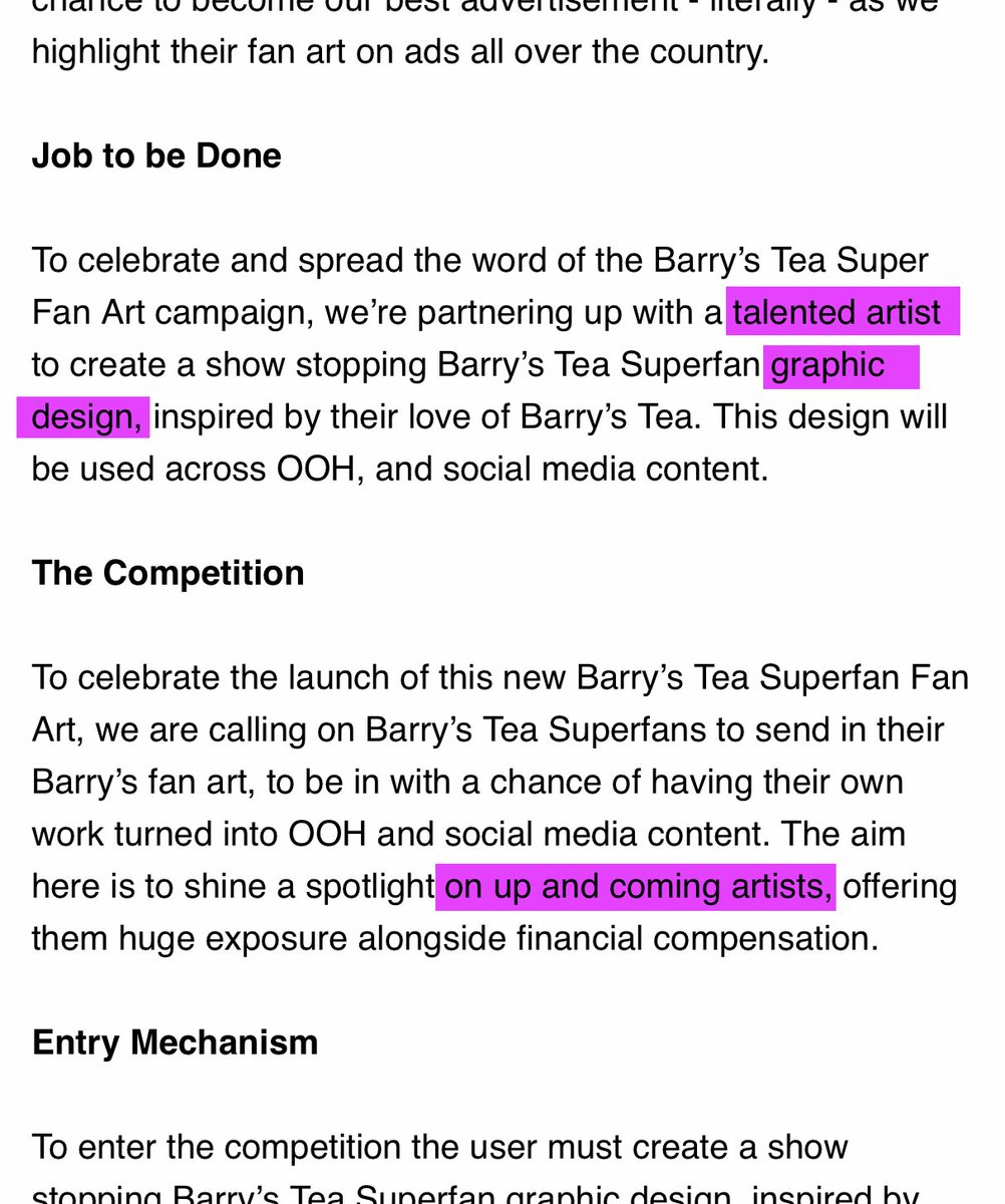 Vard's tweet photo. @claire_prouvost @reddog3411 @BarrysTeaTweets @IDIIreland @claire_prouvost There is zero confusion over who this campaign is targeted at. It is for 'up and coming'  'talented artists' who can produce 'graphic design'. Suggesting it is 'Fan Art' from 'Hobbyists' is simply misleading and dishonest. The above are job titles - not hobbies. https://t.co/zkKzQScfRF