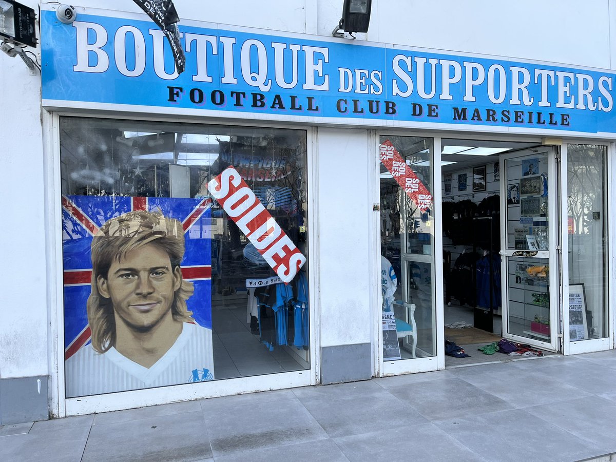 A little look around the Orange Velodrome while in Marseille and spotted this in the local supporters shop. Obviously still a hero in these parts, back perm included!