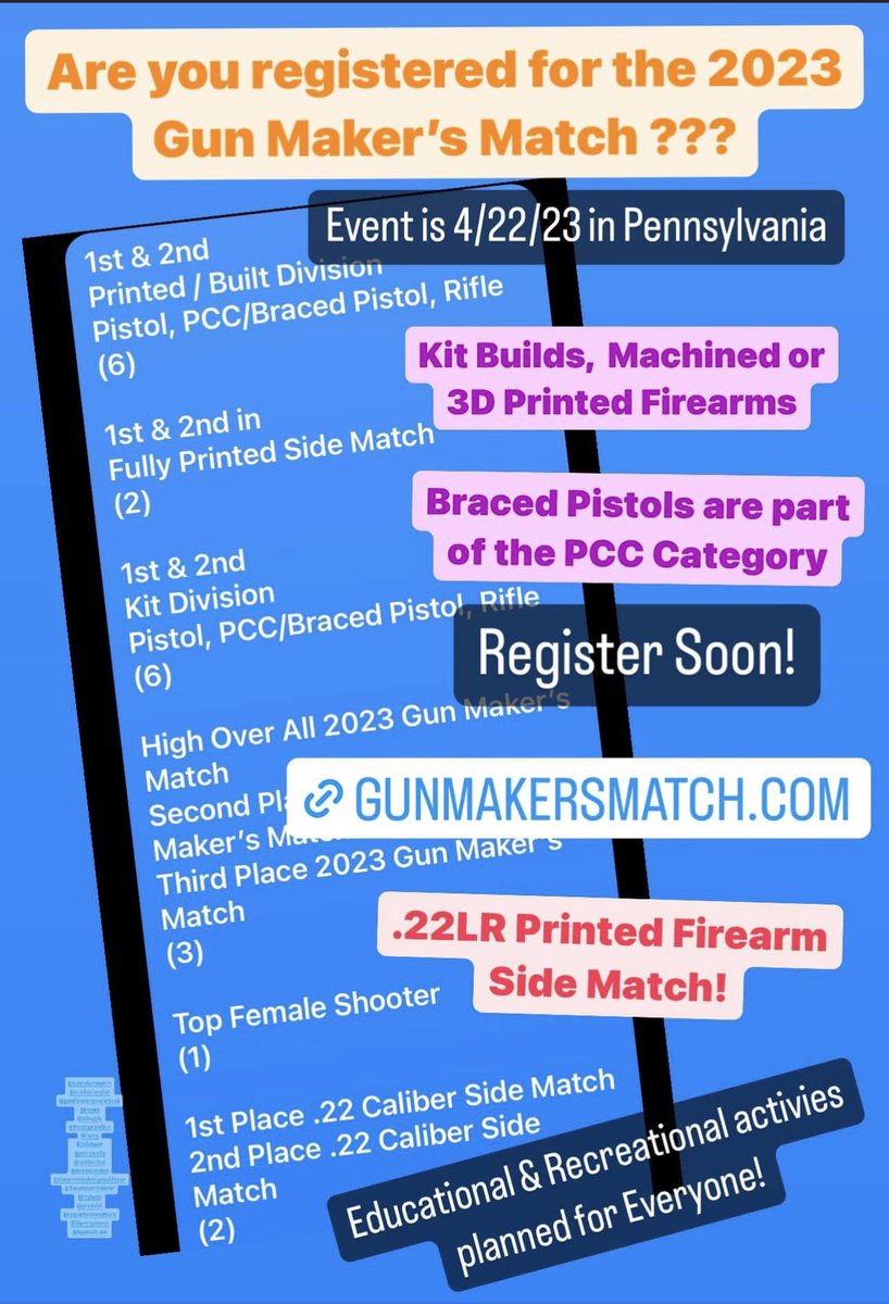 PincusRob's tweet photo. April 22nd in Monroeville, PA!

Learn More:

https://t.co/MgGyYJemf7

#gunmakersmatch #gunmakers #privategunmaking #gmm3 https://t.co/8aiE6TVmdV