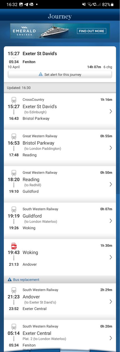 _IanDrew_'s tweet photo. Seriously @nationalrailenq ? ... For a 10 mile local journey from EXD - FNT - where is this advice coming from! https://t.co/w3VbXC2ftr