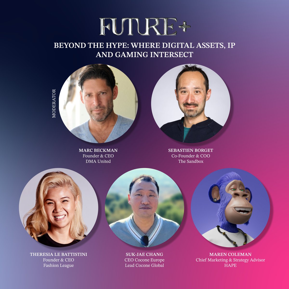 DMAunited's tweet photo. Join @MarcBeckman//

@future__plus
Beyond the Hype: Where Digital Assets, IP &amp; Gaming Intersect
#Samsung837 NYC
April 12

@borgetsebastien//@TheSandboxGame
@le_battistini//@FashionLeagueO
Suk-Jae Chang//Cocone
Maren Coleman//@HAPEsocial

#futureplusnyc #dmaunited https://t.co/pFfx3G7RUw