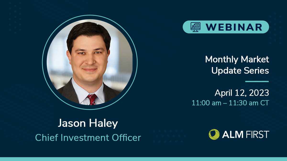Understand current market trends &amp; how they could impact your depository with our Monthly Market Update webinar series! Join ALM First's Chief Investment Officer, Jason Haley, on April 12 to gain valuable insights for your institution. ow.ly/u5mh50NAsAF