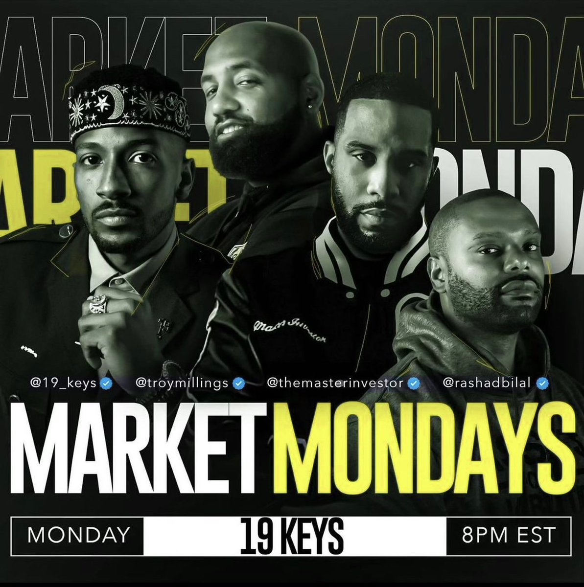 EarnYourLeisure's tweet photo. Market Mondays is back tonight! EYL, 19 Keys, & The Master Investor will be answering questions, going over investing tips and breaking down the market at 7 pm cst/8 pm est. The show airs live on our Youtube.
#eylnetwork https://t.co/3aD9S1I4ga