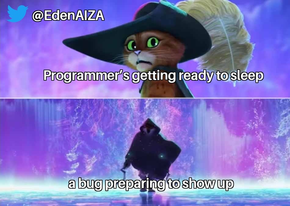 When you're finally ready to call it a night but the bug you thought you fixed decides to make an appearance. 😴🐛

#edenai #java #javaprogramming #javaprogrammer #scala #programming #programmer #codinglife #memes #memesdaily #mememonday #syntax #meme #funny #dankmemes