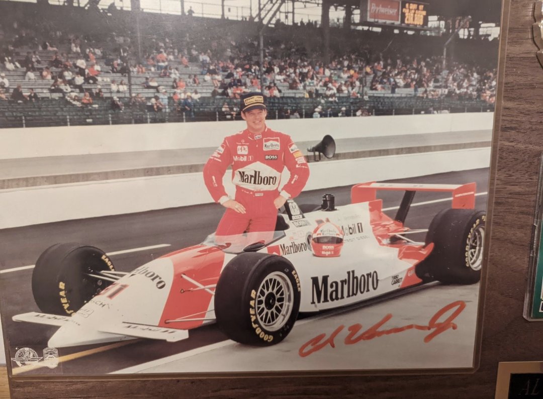 StuMcCallister's tweet photo. Any Indy race fans out there? This is an Al Unser plaque. It includes a signed 8x10 photo, a signed card from 1993, & a placard that says Al Unser Jr. 1994 Indianapolis 500 Winner. No COA. Asking $30, price includes shipping. #indyracing #alunserjr #racing https://t.co/qf6xiSz0r6