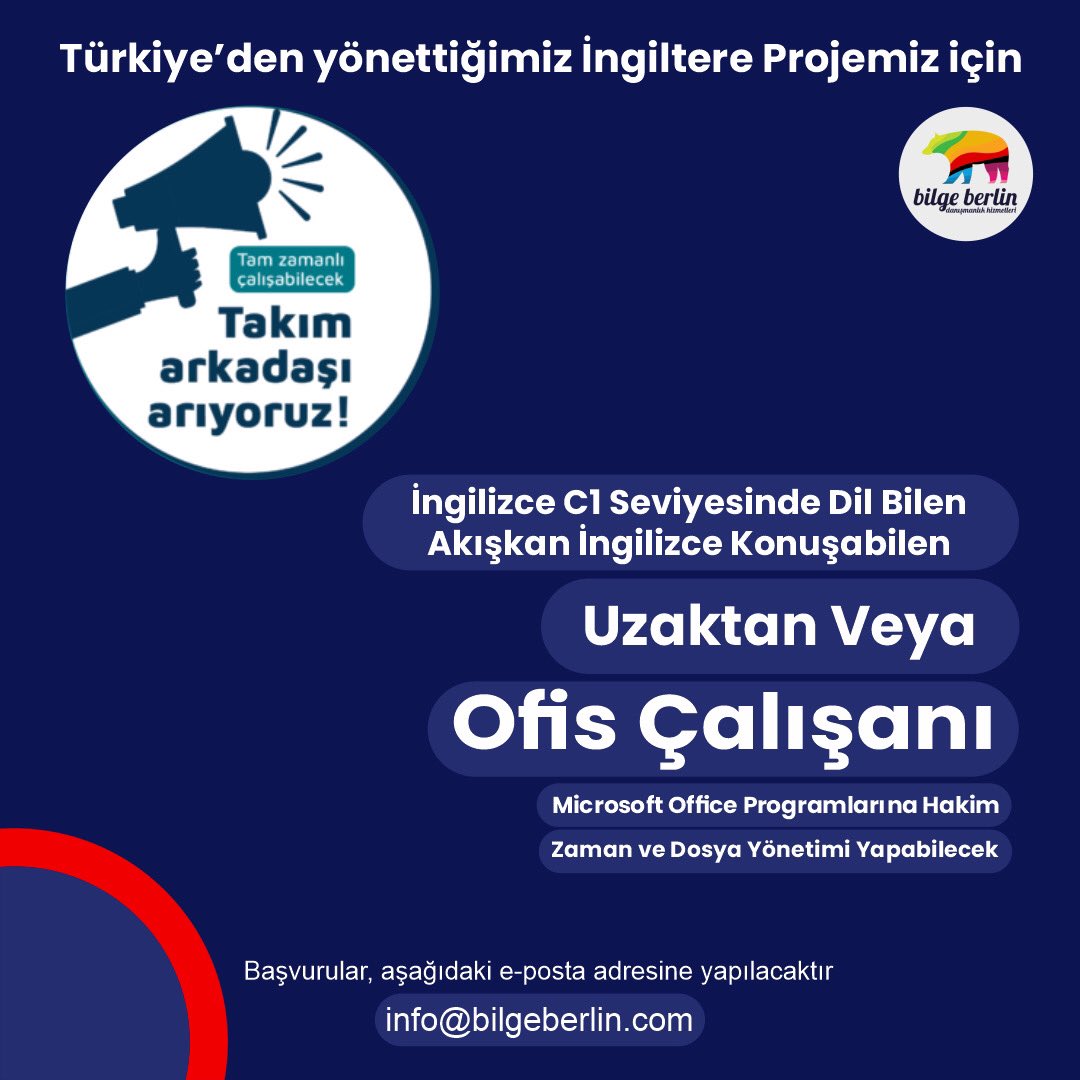 Türkiye’den yönetmeye başlayacağımız ve Türkiye’de istihdam edeceğimiz aşağıdaki yetkinliklere sahip çalışma arkadaşları arıyoruz.