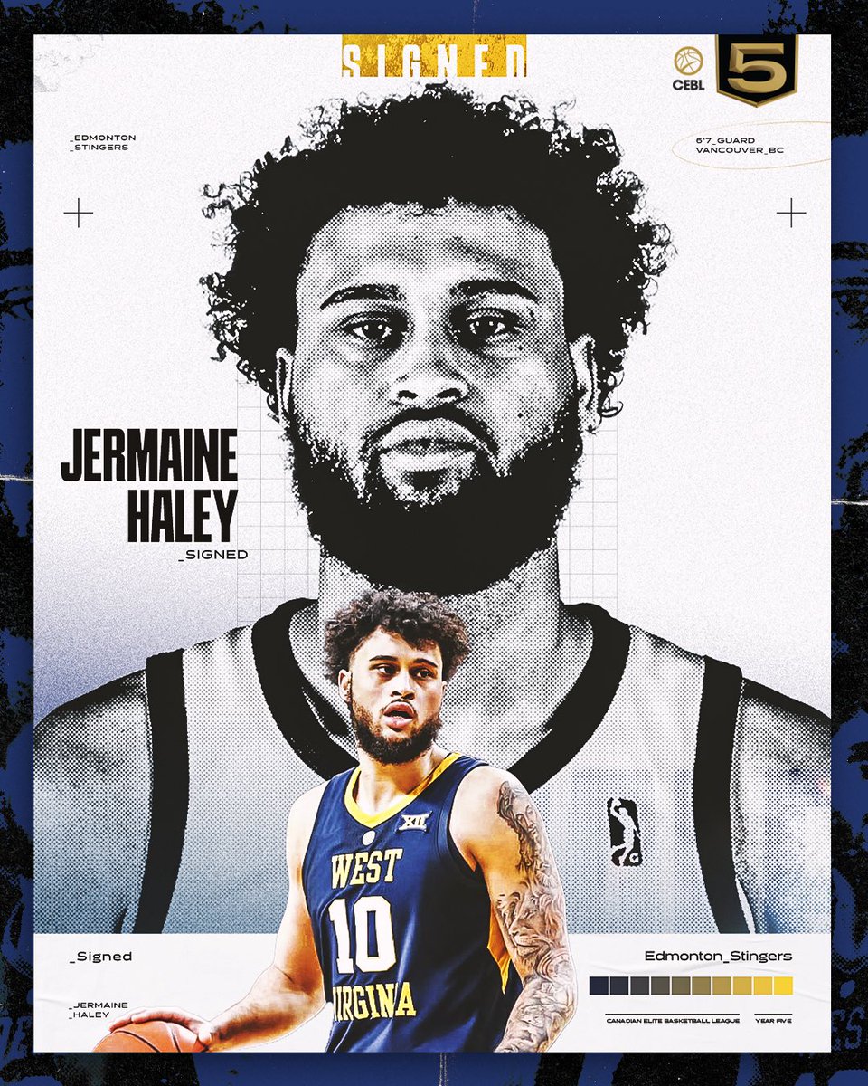 BREAKING: <a href="/ED_Stingers/">Edmonton Stingers</a> sign Canadian forward Jermaine Haley. 

The <a href="/WVUhoops/">WVU Men's Basketball</a> alum most recently played in the <a href="/nbagleague/">NBA G League</a> for the <a href="/ChargeCLE/">Cleveland Charge</a> &amp; <a href="/NBAGrandRapids/">Grand Rapids Gold</a>. He also has experience representing <a href="/CanBball/">Canada Basketball</a> internationally. 

#LetsBall #CEBLFreeAgency