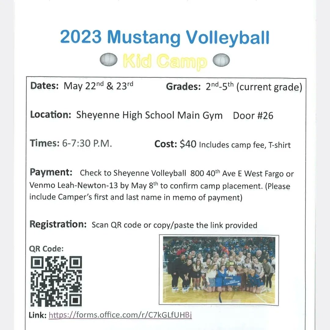 It's a great day to register for our Mustang Volleyball Camps. Check out the camp flyers for more information. Go Mustangs!