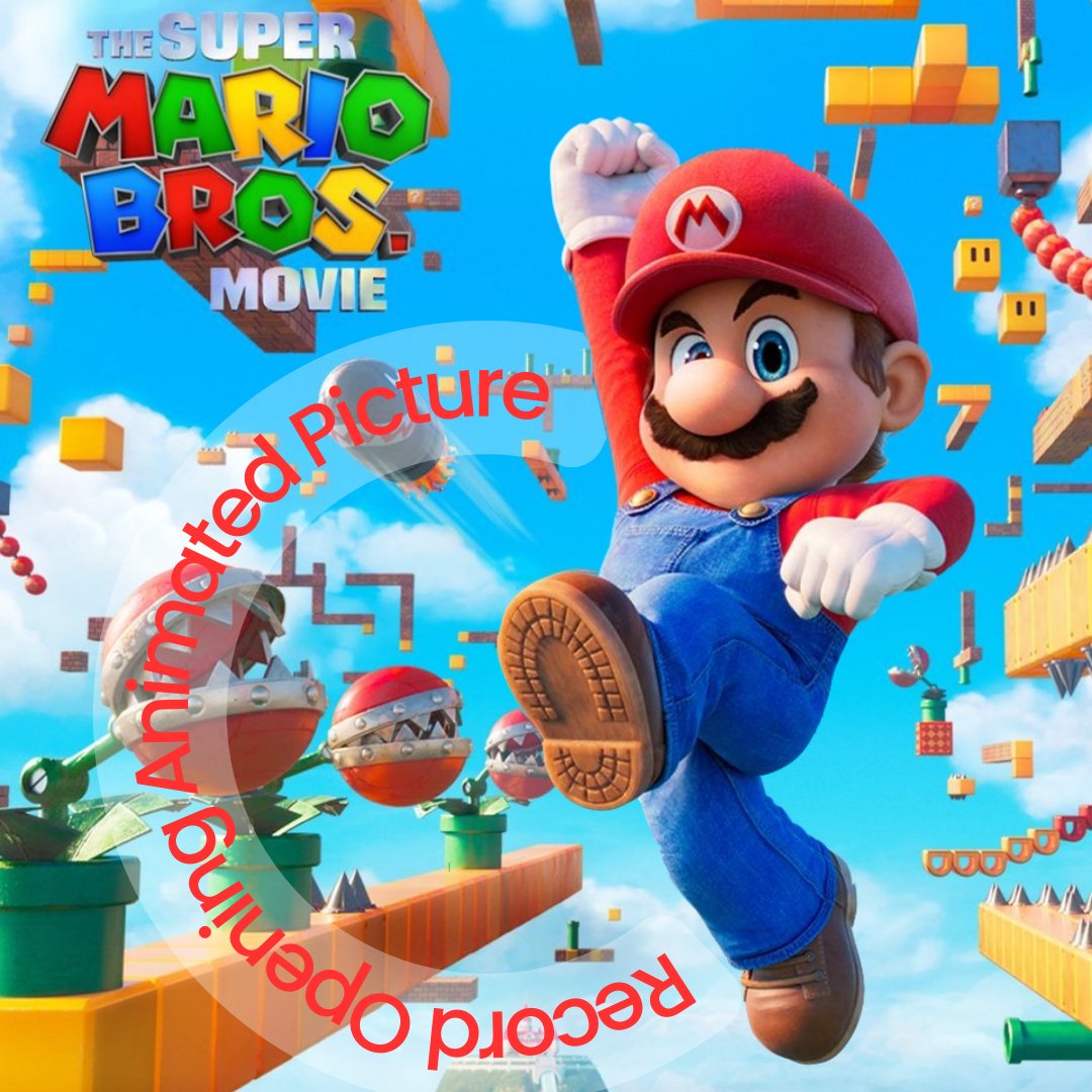 WeVidIt's tweet photo. The Super Mario Bros Movie breaks records this weekend by being number one in openings for an Animated Picture with $377M made worldwide. What did you think about this remake of a classic?
#SuperMarioMovie #MarioBrosMovie #movies #mario #luigi #BoxOffice #PrincessPeach https://t.co/3MLYETTbyr