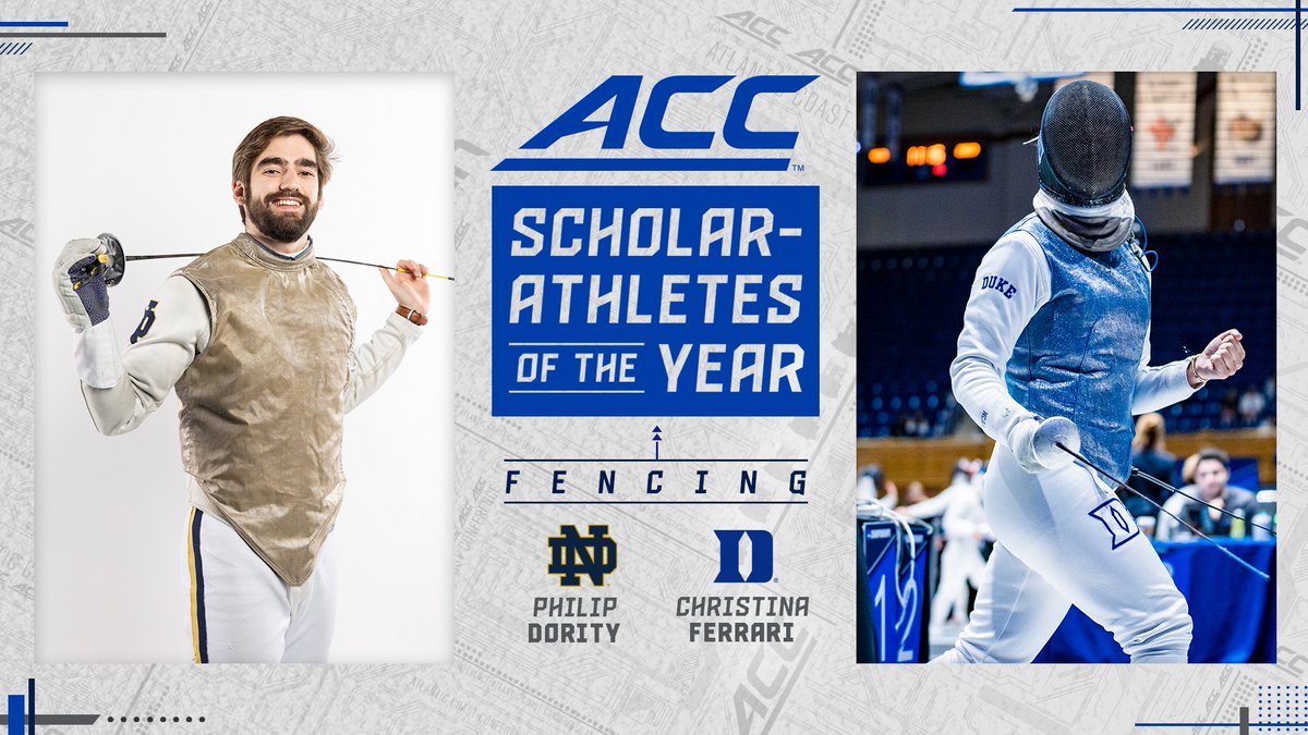 The ACC (@theacc) on Twitter photo ⭐️ SCHOLAR-ATHLETES OF THE YEAR ⭐️
Congratulations to Philip Dority of <a href="/NDFencing/">Notre Dame Fencing</a> and Christina Ferrari of <a href="/DukeFEN/">Duke Fencing</a>!
📰 All-ACC Academic Team: theacc.co/2023AllACCAcad… ⭐️ SCHOLAR-ATHLETES OF THE YEAR ⭐️
Congratulations to Philip Dority of <a href="/NDFencing/">Notre Dame Fencing</a> and Christina Ferrari of <a href="/DukeFEN/">Duke Fencing</a>!
📰 All-ACC Academic Team: theacc.co/2023AllACCAcad…