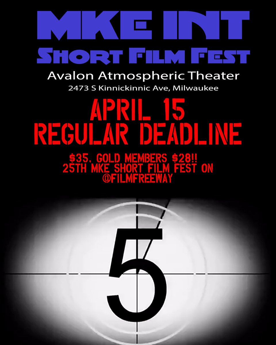 MKEshortfest's tweet photo. Regular Deadline is April 15! Find us on
@filmfreeway
https://t.co/ejD63fclo2…
… #filmfestival #shortfilms #filmtwitter #msff23 #film #filmmaking #filmmakersnews #indiefilmmaker #diversity #festival #filmfest #shortfilms #femalefilmmakers #filmmakersofcolor #submityourwork https://t.co/Ag0VyCsbAP