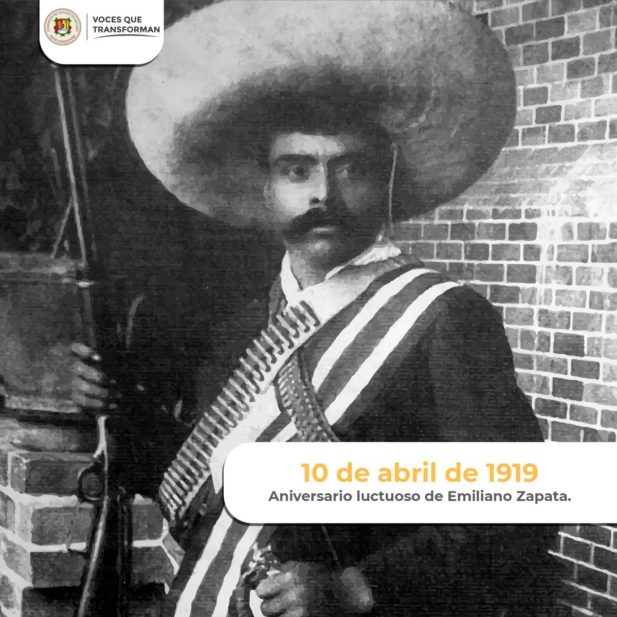 “Yo estoy resuelto a luchar contra todo y contra todos, sin más baluarte que la confianza y el apoyo de mi pueblo” -Emiliano Zapata. 

19 de abril, 104 Aniversario Luctuoso de Emiliano Zapata. #VocesQueTransforman