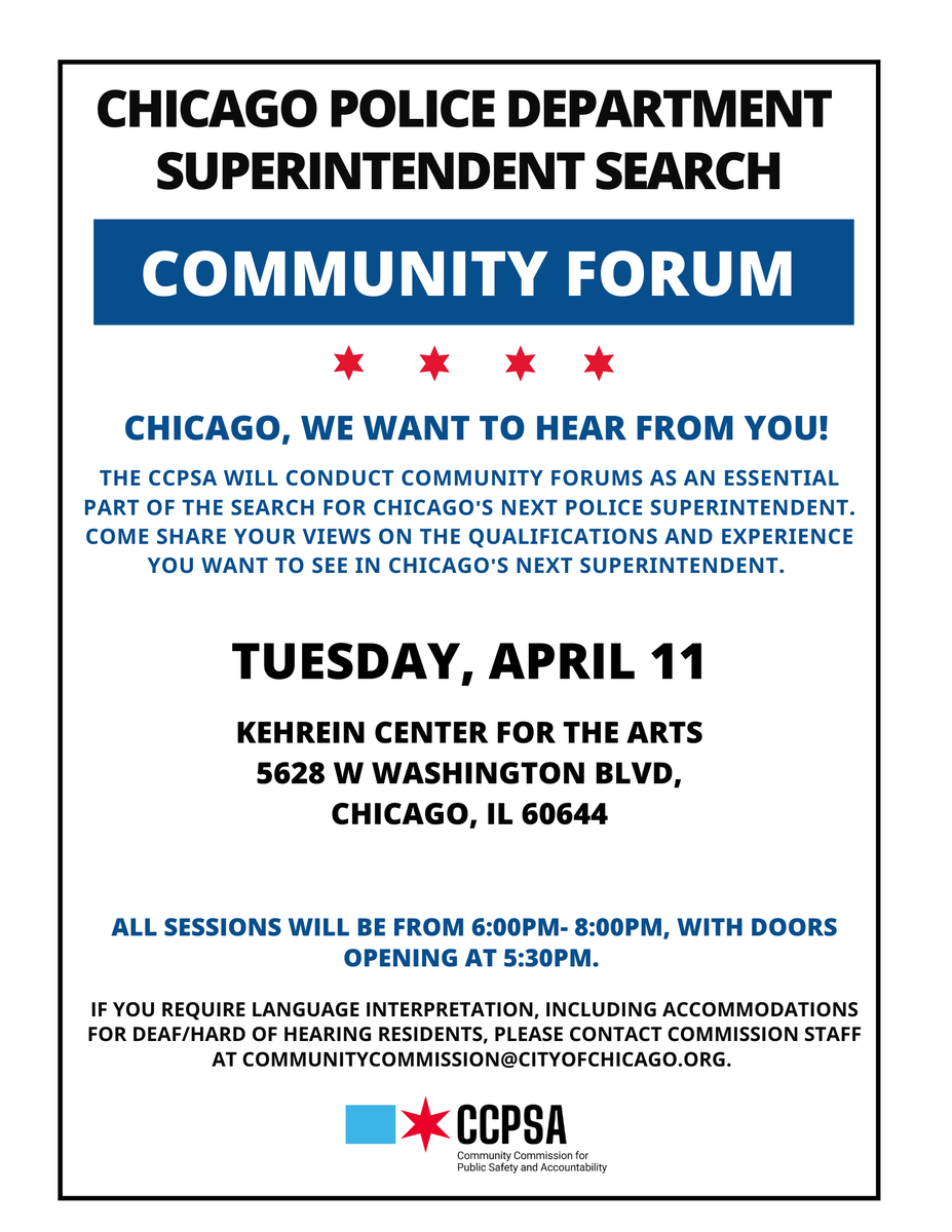 North Lawndale Employment Network (@nlen_jobs) on Twitter photo What's next? The new District Council Members will be sworn in during the new term, and the .<a href="/CCPSA_Chicago/">CCPSA_Chicago</a> is seeking input on Chicago's next Police Superintendent. There's a meeting Tuesday evening if anyone wants to provide input! What's next? The new District Council Members will be sworn in during the new term, and the .<a href="/CCPSA_Chicago/">CCPSA_Chicago</a> is seeking input on Chicago's next Police Superintendent. There's a meeting Tuesday evening if anyone wants to provide input!