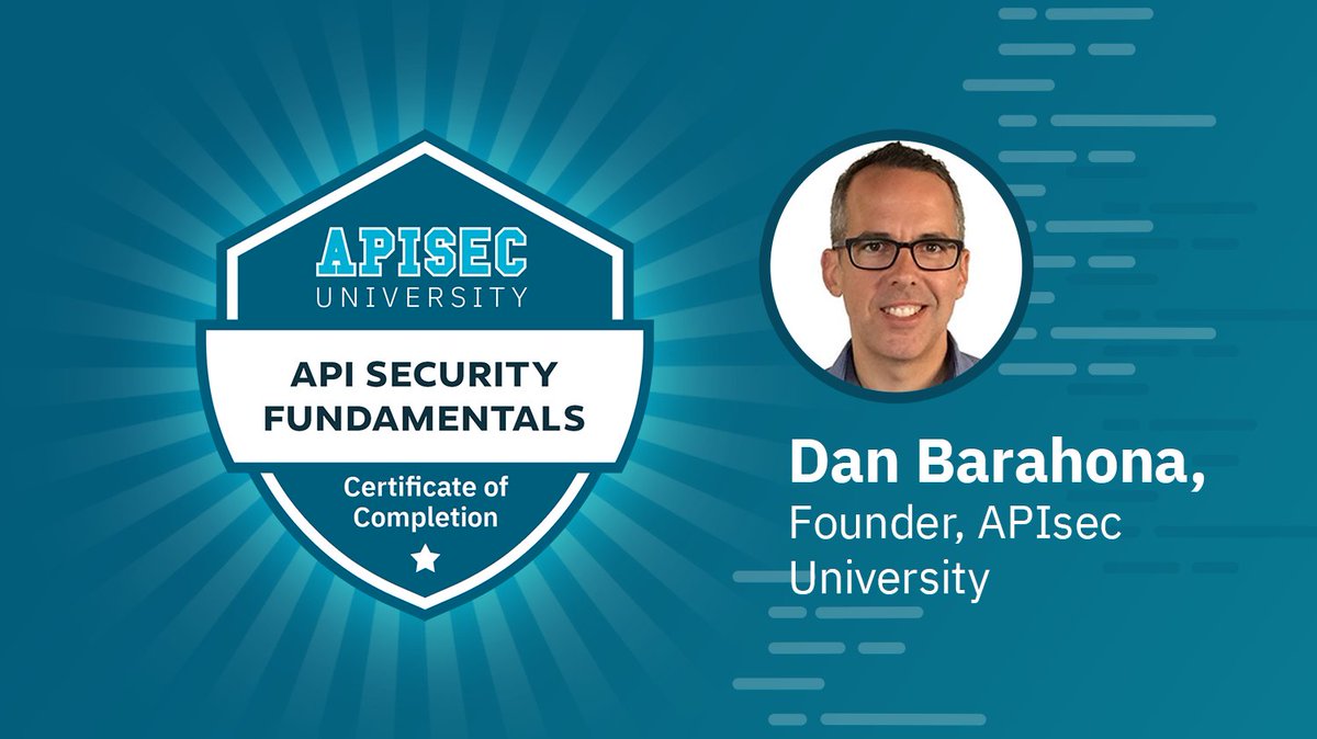 apisecu's tweet image. Hey there!

We&apos;ve got some awesome news - within the first week of release, the API Security Fundamentals course already has over 4,000 students enrolled!

Join Instructor Dan Barahona and sign up today.

(Link is in the comments)

#apisecurity #cybersecurity #owasptop10