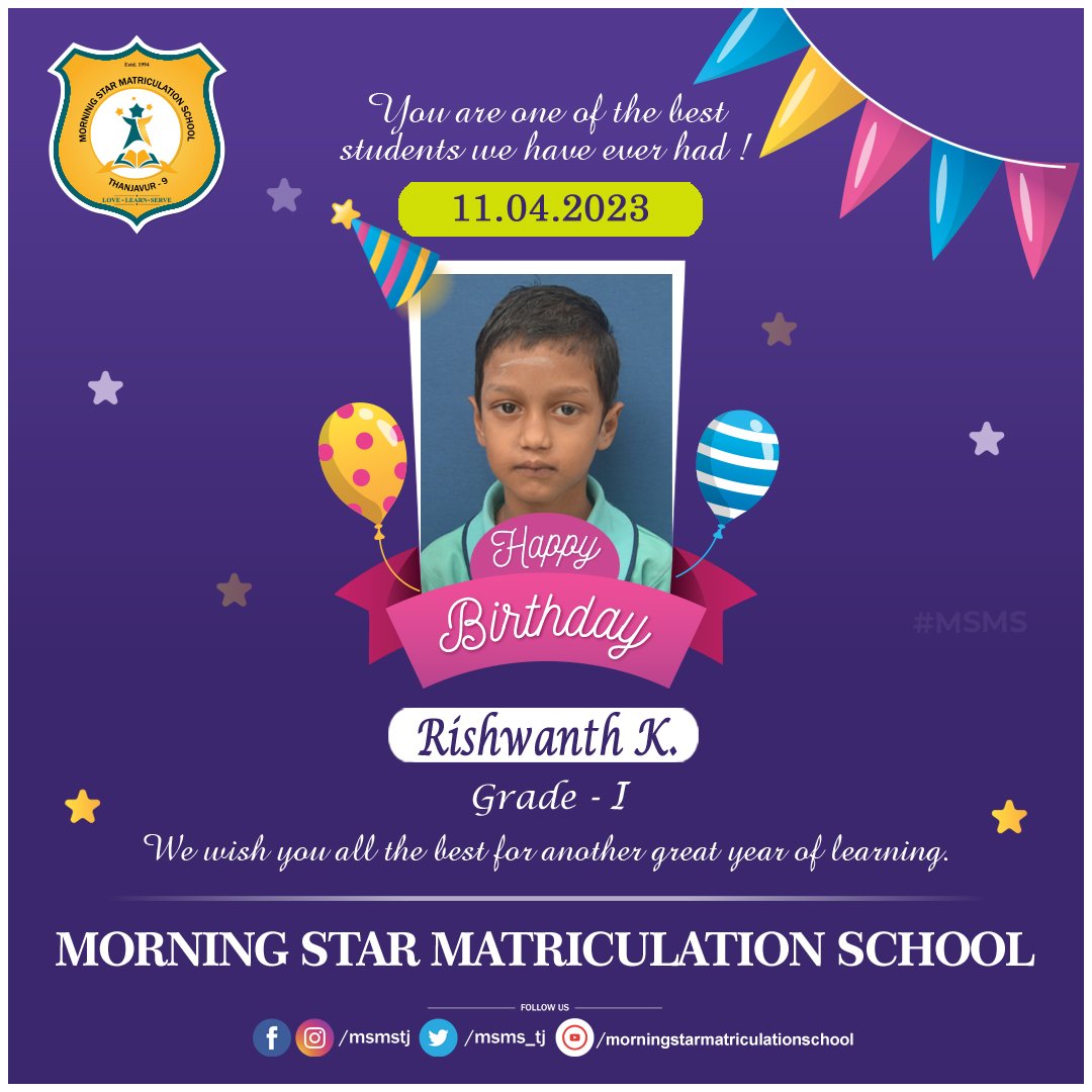 MSMS_TJ's tweet photo. Cheerful birthday to a genuinely dedicated student! A birthday is a day to celebrate your achievements, your accomplishments, and your future. Wishing the absolute best to you on your special day this year! 
Call/ WhatsApp: 7708005062
To know more visit: https://t.co/dP7ZXUDWQW https://t.co/acXpQnGlLs