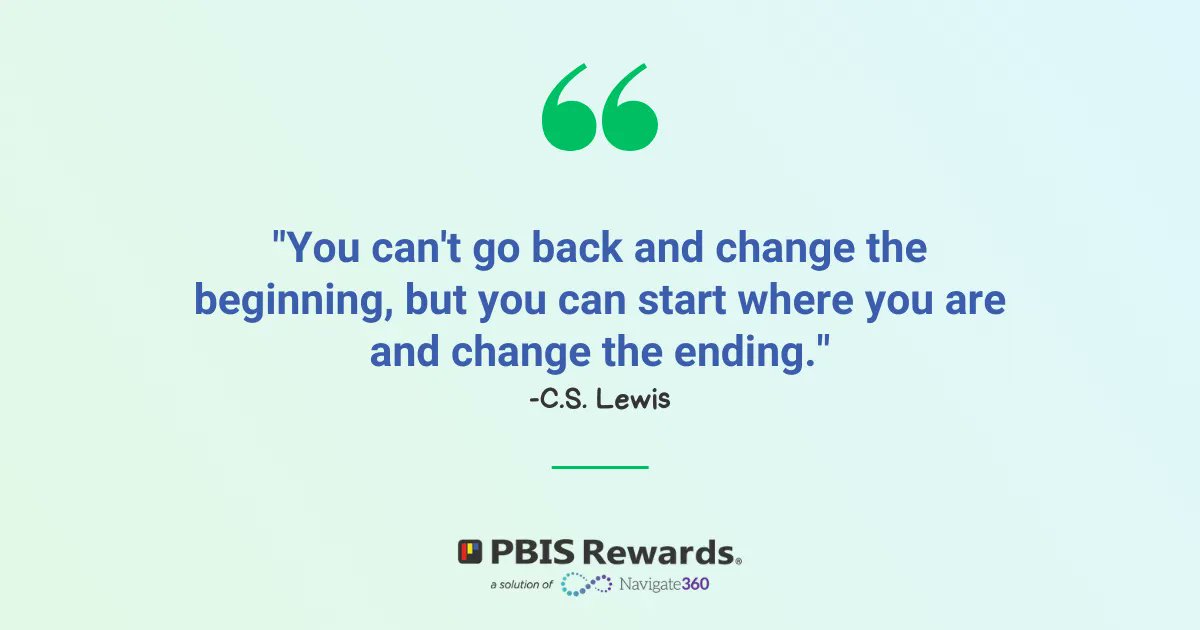 'You can't go back and change the beginning, but you can start where you are and change the ending.' - C.S. Lewis
.
#schooladmin #schoolstaff #pbisrewards #pbis #sel #socialemotional #learning #elearning #iteach #edutwitter #dailyquotes #positivequotes #teachertwitter