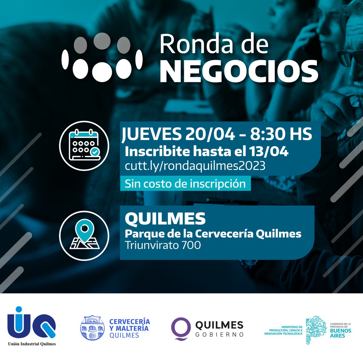 UIQuilmes's tweet image. “Ronda de Negocios Multisectorial Quilmes 2023” a desarrollarse en el marco de la Jornada para PyMEs *La industria del futuro, hoy: estrategias para la producción sustentable*.

Jueves 20/04- 8:30hs

Inscribite ingresando a: cutt.ly/rondaquilmes20…