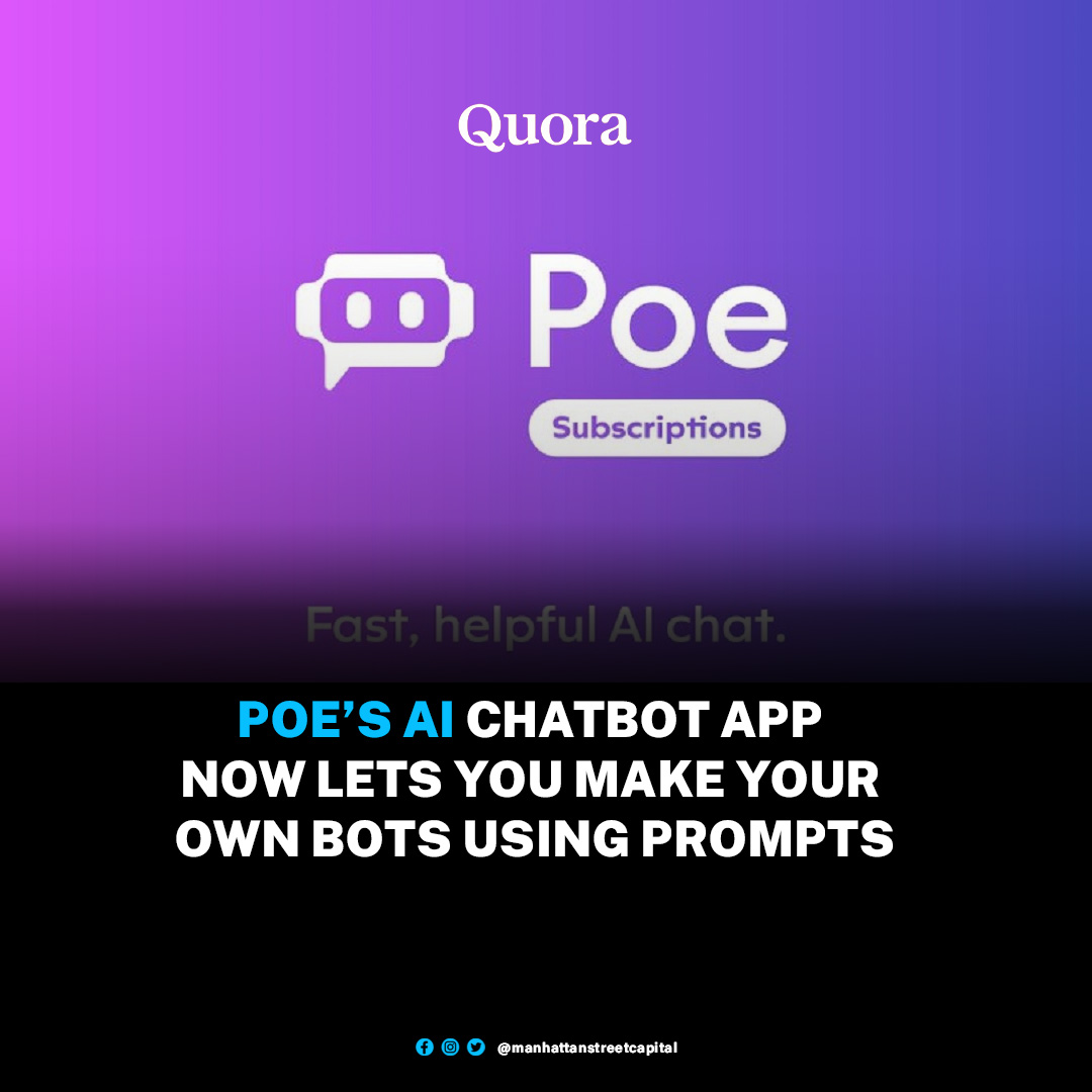ManhattanStCap's tweet photo. In a world where chatbots reign supreme, Quora's Poe app has emerged as a trailblazer in the realm of personalized AI experiences. By combining user-generated prompts with cutting-edge technology like ChatGPT
https://t.co/7Hj5MGpfLt
#PoeApp #Chatbots #AItechnology #Quora https://t.co/FanJ96w9tM