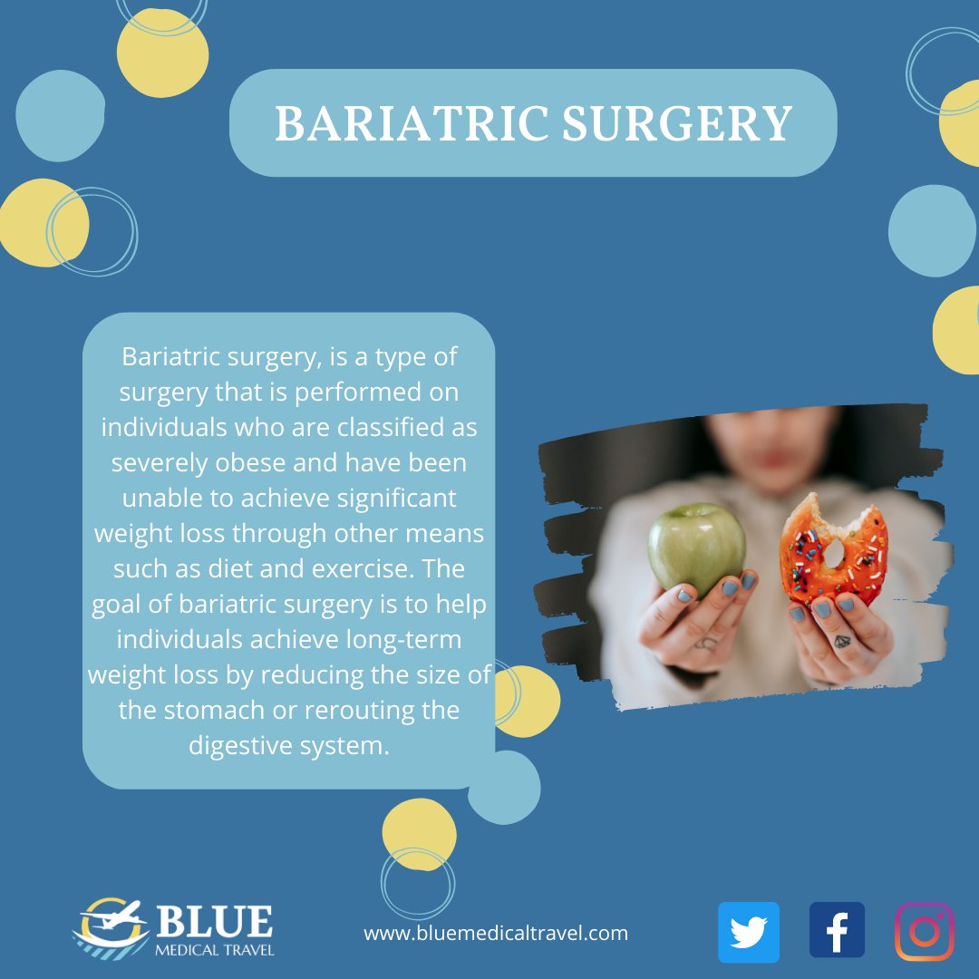 BlueMedicalTra1's tweet photo. #BariatricSurgery, also known as #weightloss surgery, is a #Medical procedure designed to help individuals who are severely overweight or #obese achieve significant and lasting weight loss. 👩‍⚕️ https://t.co/0oqFQzpNKu