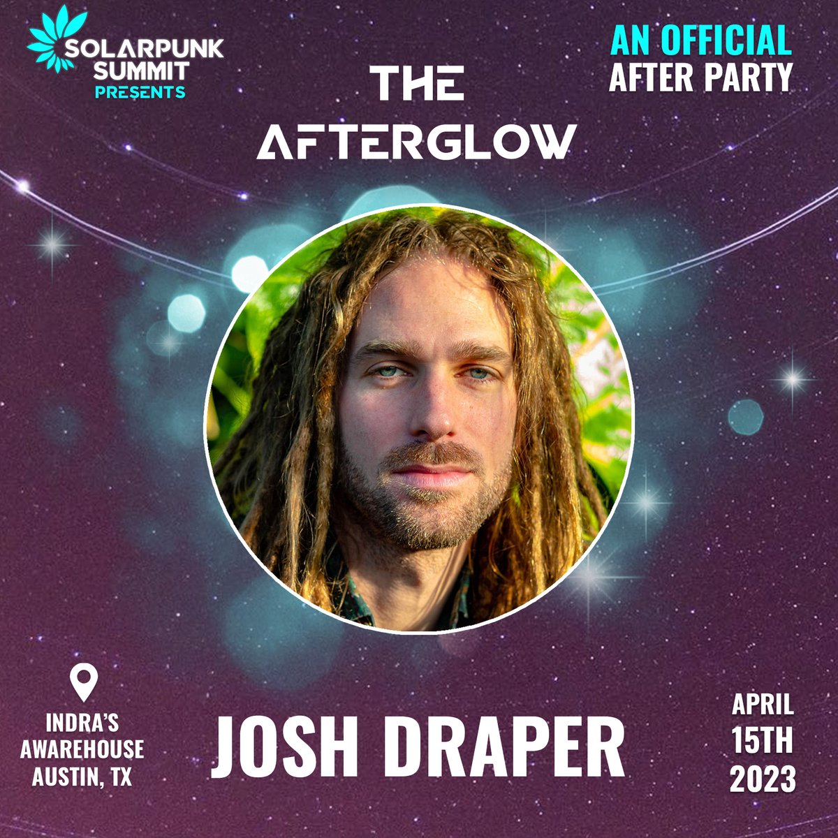SolarpunkSummit's tweet photo. THIS SATURDAY join us at the Official After Party of Solarpunk Summit presents: Beauty Way w/ Poranguí at Indra's Awarehouse where we’ll be celebrating into the morning with epic live performances and offerings. Tickets and details here: https://t.co/X5PsV0Wste
#solarpunksummit https://t.co/kz5VCiI2TU