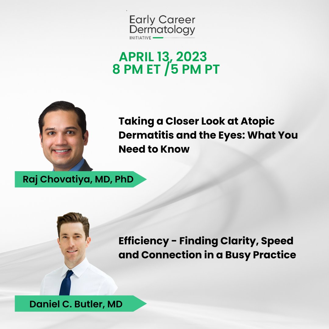 Join us LIVE Thursday, April 13, 8 PM ET for the kick-off of our Early Career Dermatology Live Virtual Learning Series. Register for session one today: l8r.it/YFlh #dermtwitter #fallclinical #winterclinical