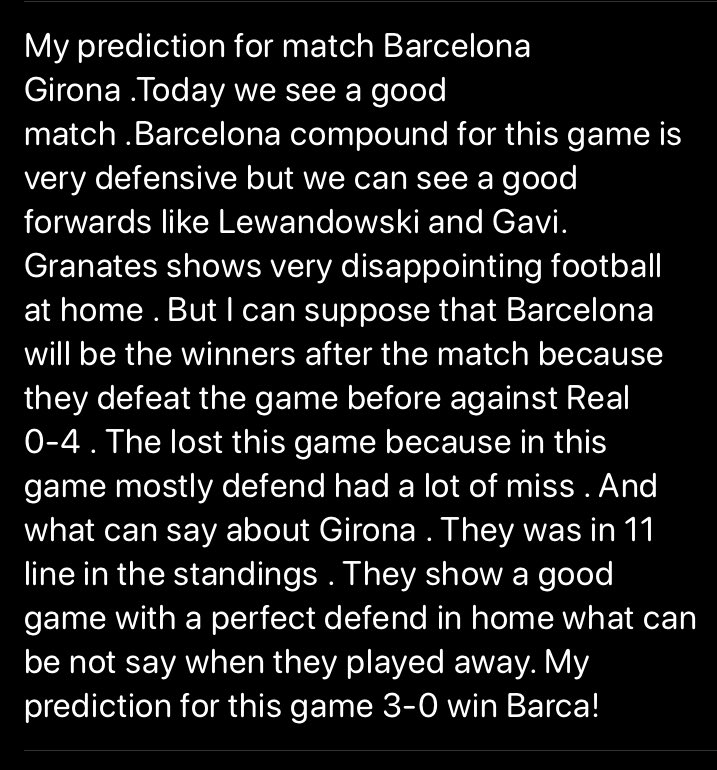 DaniSport07's tweet photo. My prediction for match Barcelona Girona!Here we go! https://t.co/Ncy4IDFNkx