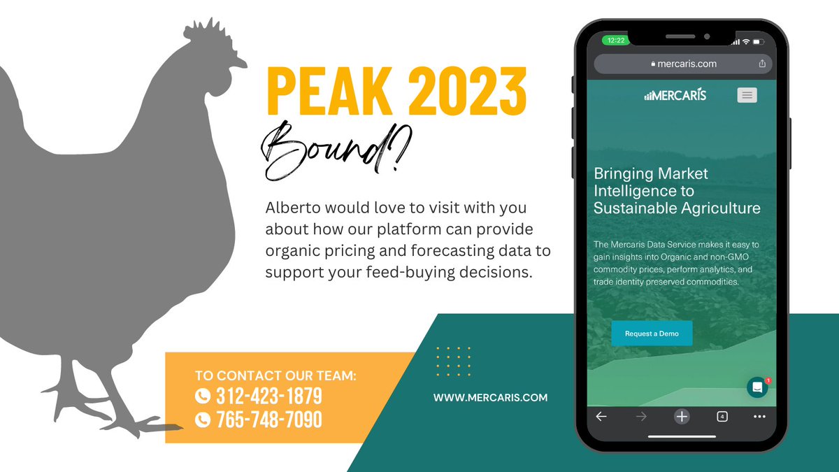 Are you attending the #OrganicEgg Farmers of America (OEFA) event at <a href="/MPFConvention/">PEAK - Powered by Midwest Poultry Federation</a>? 

Alberto has openings in his schedule! Email him at alberto.anguiano@mercaris.com to learn how we can help you make confident, data-driven decisions within the #organic space. #organicag
