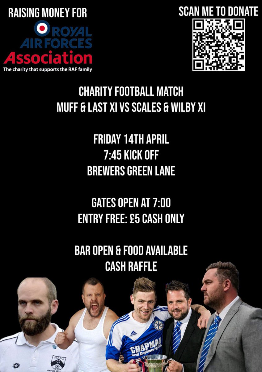 This Friday evening at Brewers Green Lane Diss. Get down and support the charity and see some local lads try to kick a ball, if we get 300 people I’ll punch Lasty in the face