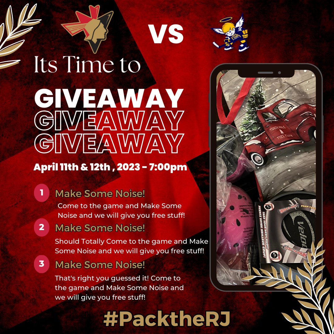 BPontiacs's tweet photo. Bring us the noise! That's right fans, come prepared to get loud and make some noise, and we will come prepared to give you free stuff! Let's Go Pontiacs and let's #packtherj! #AJHL #GoYaks https://t.co/AFPYLiX1PG