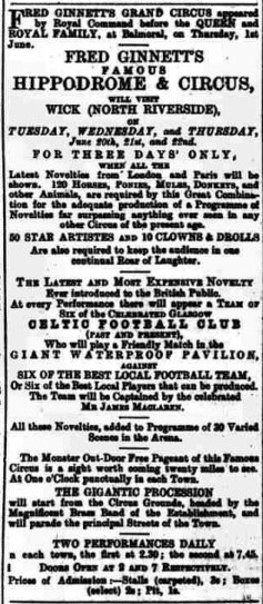 OTD in 1893… #celticfirstleaguetitle Adverts appeared in newspapers around Scotland advertising a circus which included Celtic players playing exhibition matches! However this was unofficial and there were no current players involved in this. #celticfc #celtic #celtic130