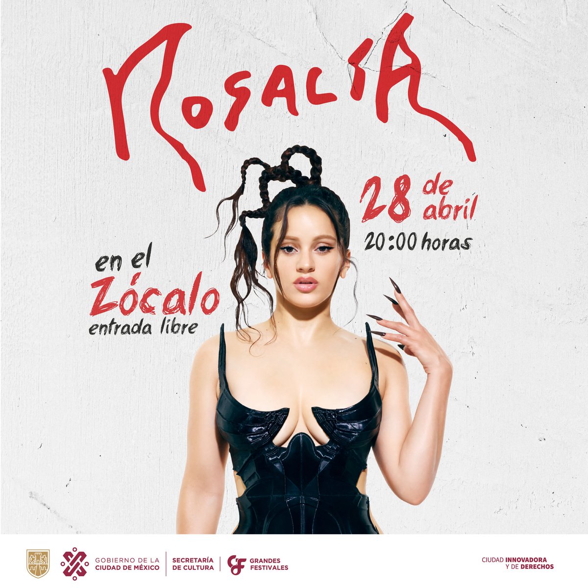 ¡‘Motomami’ llega al Zócalo!

Aparta la fecha para ver a <a href="/rosalia/">R O S A L Í A</a> en el próximo concierto masivo del 28 abril, a las 20 horas. 

#EntradaLibre 
<a href="/GobCDMX/">Gobierno de la Ciudad de México</a>
<a href="/Claudiashein/">Claudia Sheinbaum Pardo</a>