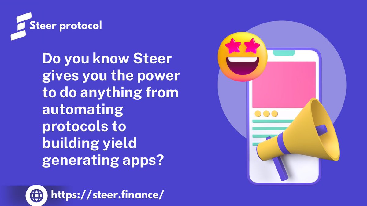 airstar027's tweet image. Steer is build to handle real-time, complex data-driven executions
You can build your Web3 app on steer protocol 
#Steerprotocol #Web3