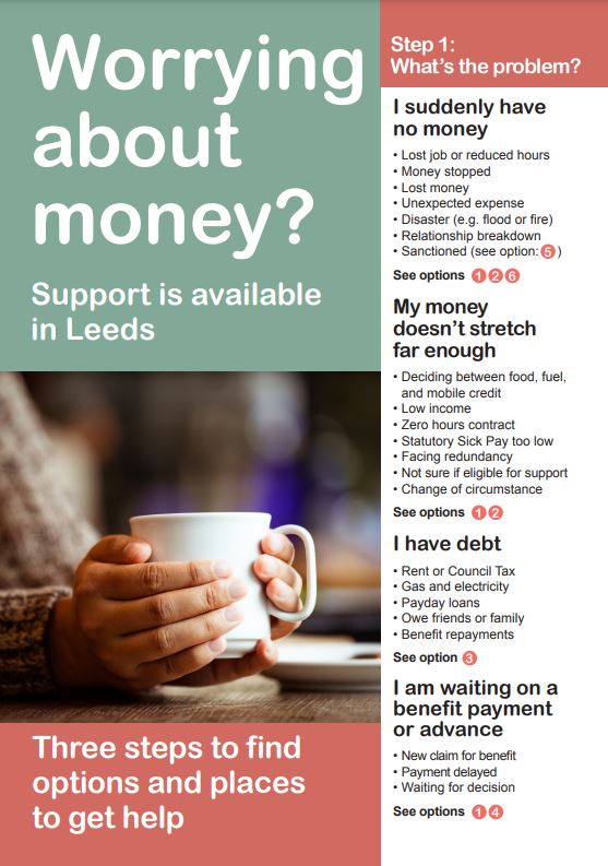 NW_leedsfood's tweet photo. Worrying about money? You can get support in Leeds.
Please see attached information or pick up a leaflet from your local #foodbank.
#CostOfLivingCrisis
#StopUKHunger #stopukpoverty #foodparcels #givehelp #thetrusselltrust #donationswelcome #familiesincrisis #heartohelp https://t.co/DkB1Od1XWr
