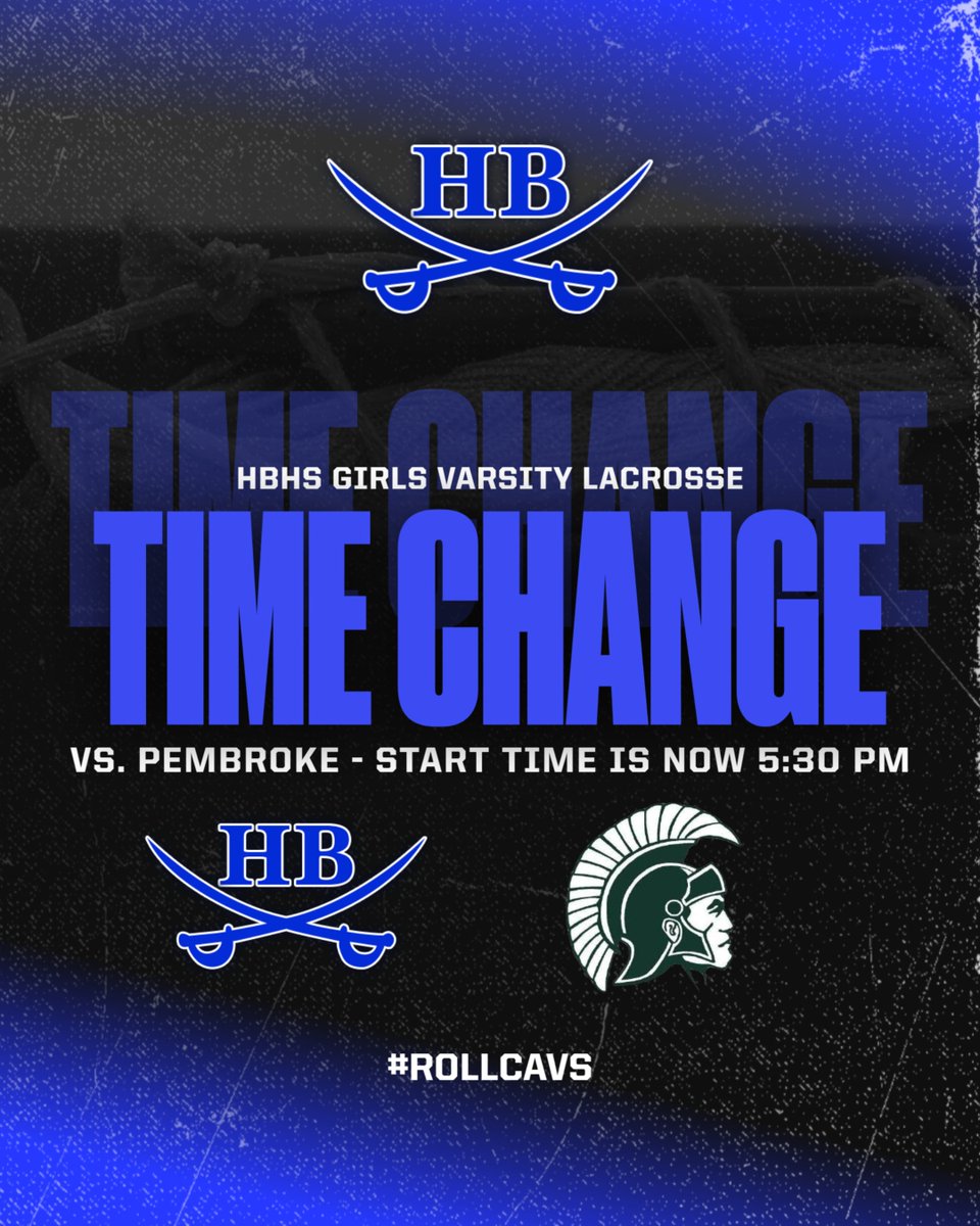4/10 TIME CHANGE: Girls Varsity Lacrosse vs. Pembroke will now be played at 5:30 PM.  <a href="/HB_highschool/">Cavaliers</a> <a href="/hbabccavs/">HBABC - Hollis Brookline Athletic Booster Club</a>