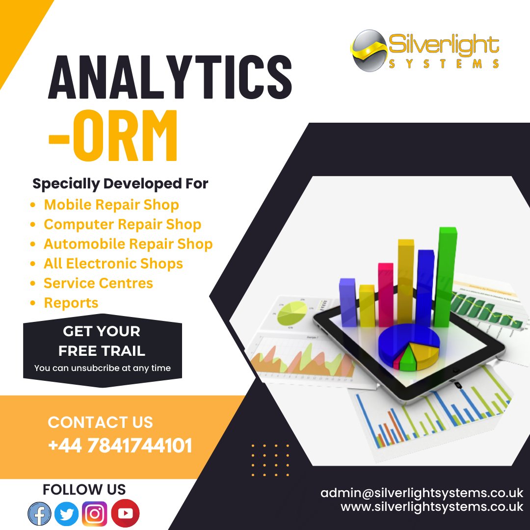 Silverlightsys1's tweet photo. Track your business growth with our Daily and Monthly Analytics. Repair Management software makes it easy to access realtime insights to optimize your operations. Contact us today to learn more! #RepairManagement #Analytics #EPOS #EfficiencyBoost #CustomerSatisfaction #UKBusiness https://t.co/H0qauWbpb7