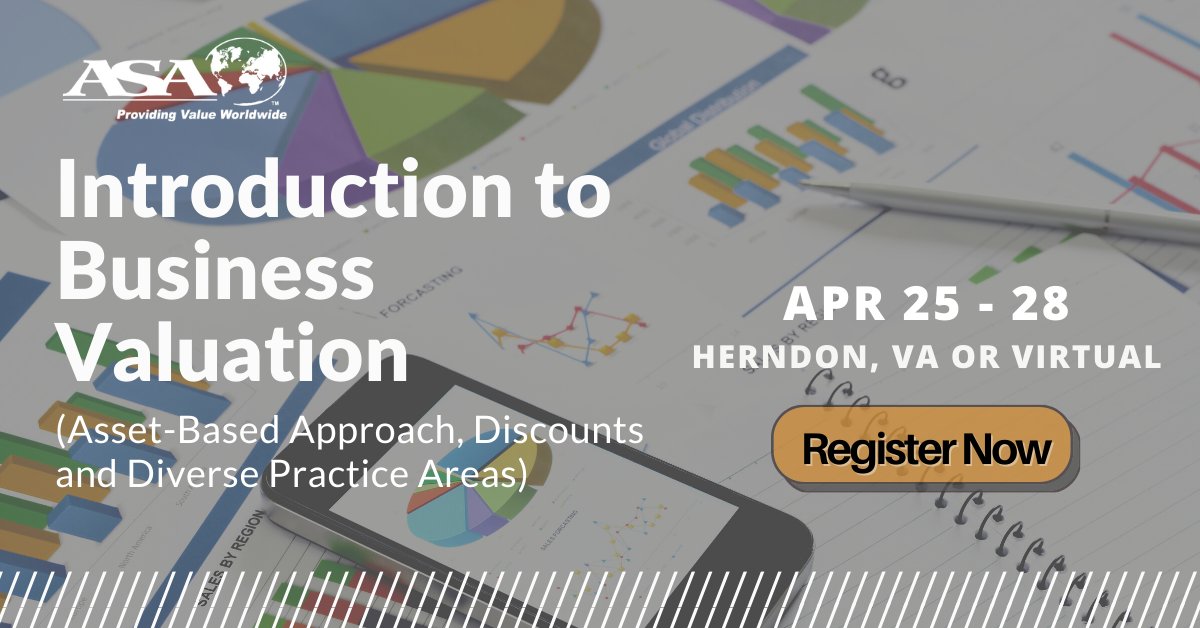 ASAappraisers's tweet photo. Write reports that illustrate the most contentious valuation topics and much more with ASA's 4-day course in Herndon, VA or virtual starting on 4/25. Register now -->  https://t.co/NNisnd0KLL #ASAappraisers #ASABV https://t.co/wHIG0ktWDV