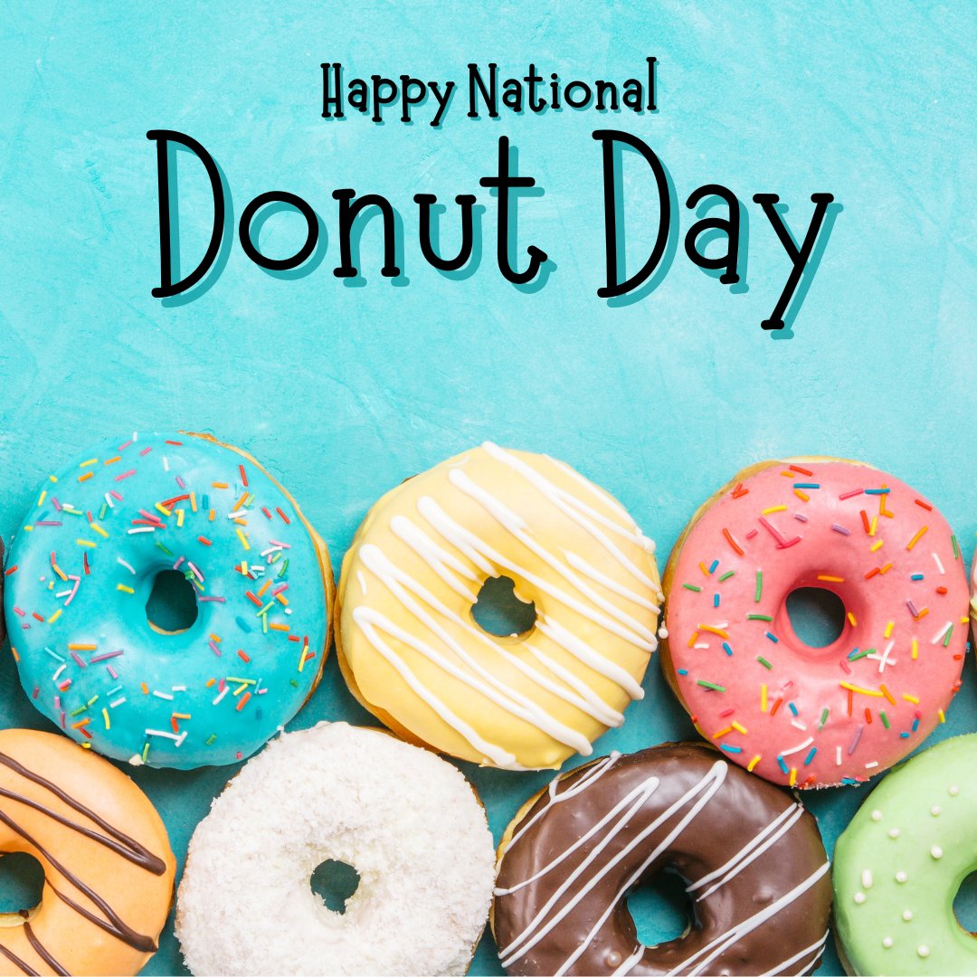 OfToulon's tweet photo. Break that diet for a single day to enjoy some donuts today! You've got a great excuse! 🍩 #SBT #nationaldonutday #communitybanking https://t.co/AFo71Y6wss