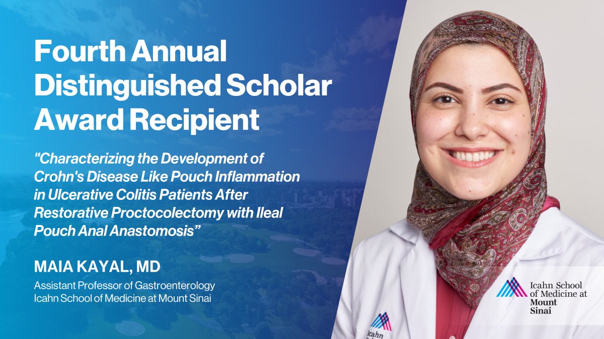 Icahn School of Medicine at Mount Sinai (@icahnmountsinai) on Twitter photo Congratulations to <a href="/MaiaKayalMD/">Maia Kayal MD</a> on being a recipient of the fourth annual Distinguished Scholar Award from <a href="/IcahnMountSinai/">Icahn School of Medicine at Mount Sinai</a>, sponsored by <a href="/ISMMSGenderEq/">Office of Gender Equity in Science and Medicine</a> and with support from the Doris Duke Charitable Foundation Fund to support her research.
<a href="/MountSinaiGI/">Mount Sinai Division of Gastroenterology</a> Congratulations to <a href="/MaiaKayalMD/">Maia Kayal MD</a> on being a recipient of the fourth annual Distinguished Scholar Award from <a href="/IcahnMountSinai/">Icahn School of Medicine at Mount Sinai</a>, sponsored by <a href="/ISMMSGenderEq/">Office of Gender Equity in Science and Medicine</a> and with support from the Doris Duke Charitable Foundation Fund to support her research.
<a href="/MountSinaiGI/">Mount Sinai Division of Gastroenterology</a>
