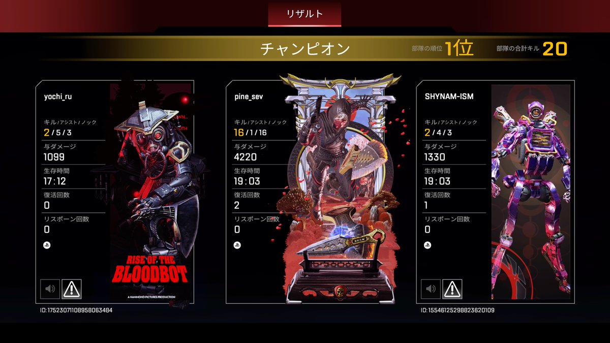 pine_sev's tweet photo. 約2年間apexやってきたけど、来年の国家試験のために今日をもってps4を封印することにしました。
最後の最後に初ダブハン取れて良かった…！ https://t.co/P2ykc08phH