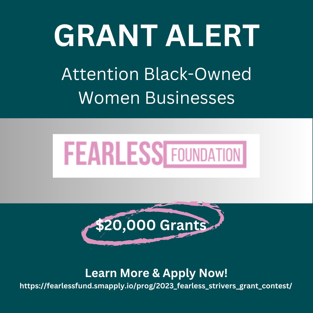 CCBLKCHAMBER's tweet image. Black women-owned businesses are vital to our economy yet receive less than one percent of venture capital funding.  The 2023 Fearless Strivers Grant Contest is now open. Learn More &amp;amp; Apply: fearlessfund.smapply.io/prog/2023_fear…   #grantopportunity #CCBCC