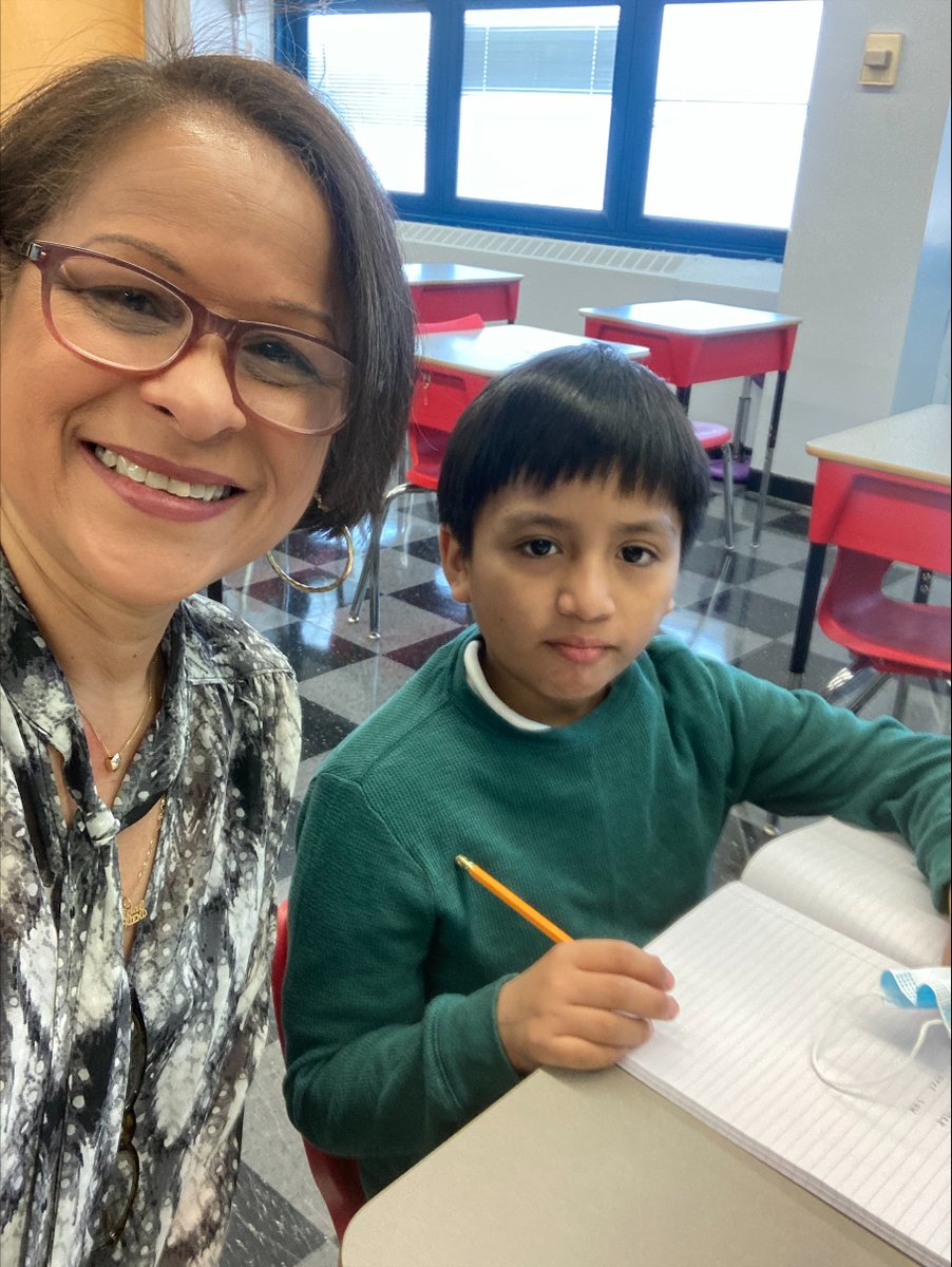 LiteracyTrustNY's tweet photo. Today on #NationalEncourageAYoungWriterDay, we celebrate the connection between writing skills and literacy outcomes.  🙌📝  Here is this month's Instructor of the Month, Ms. Saldana, with student Jhordy celebrating their love of reading &amp; writing! #Literacy #Writing #NYCEd https://t.co/TdhiAQyREH