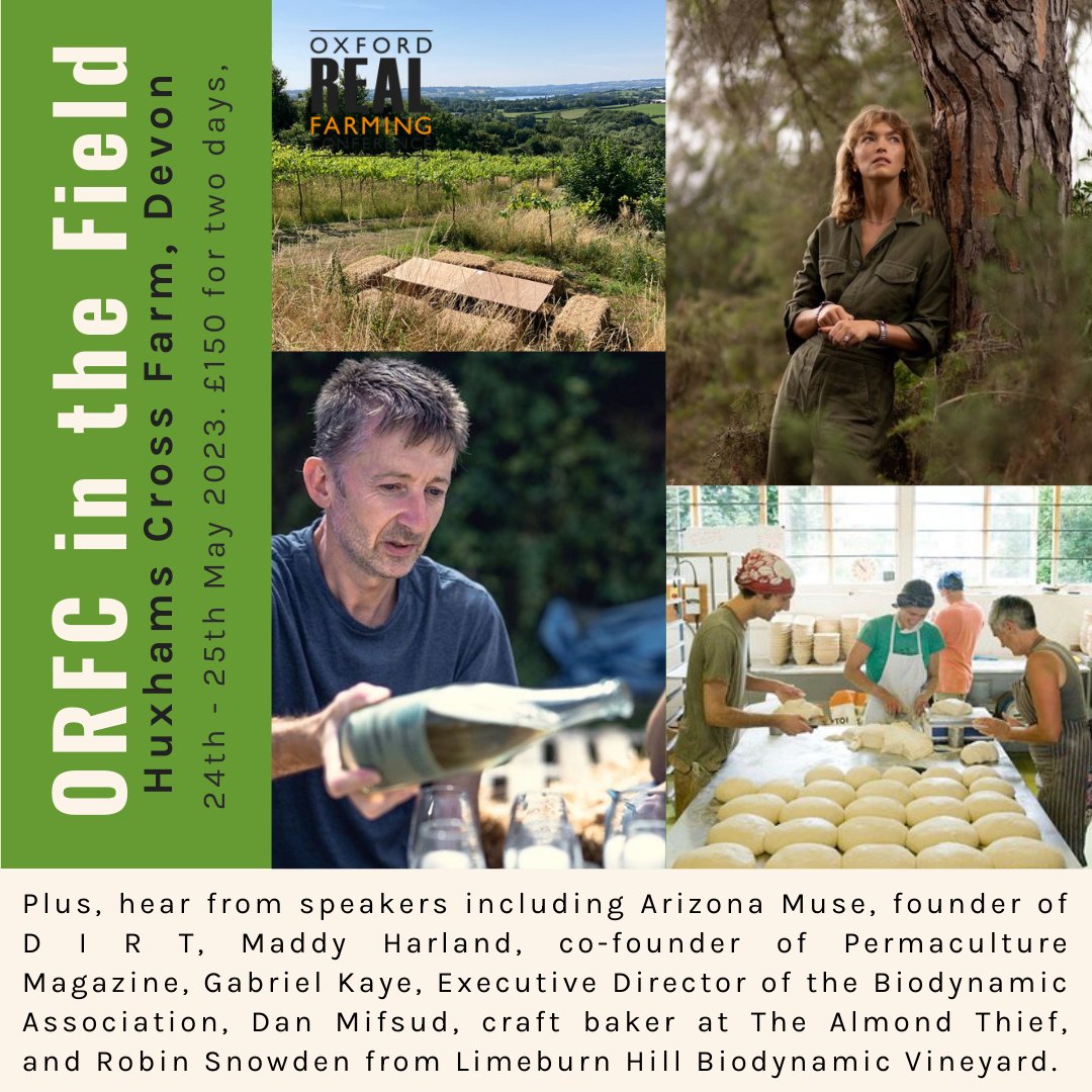 🌱 BIODYNAMICS &amp; PERMACULTURE 🌱

A few 🎟️ left for ORFC in the Field <a href="/HuxhamsCrossFrm/">The Apricot Centre @ Huxhams Cross Farm</a> featuring tutors &amp; speakers from <a href="/WeledaUK/">Weleda UK</a> <a href="/tablehurstfarm/">Tablehurst Farm</a> <a href="/ArizonaMuse/">Arizona Muse</a> @thealmondthief <a href="/BiodynamicUK/">Biodynamic Assoc UK</a> <a href="/PermacultureMag/">Permaculture Mag</a> 

24 - 25 May, plus optional day of farm visits

tickettailor.com/events/oxfordr…