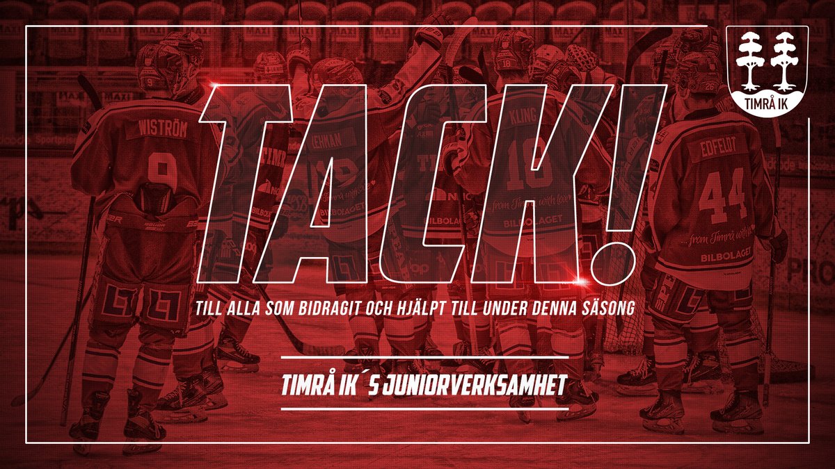 Timrå IK vill passa på att tacka alla som har varit engagerade i våra junior- och ungdomslag. Spelare, ledare, föräldrar, funktionärer och publik som varit på plats och hejjat fram lagen!!

Stort tack för denna säsong! #timraik #timraikj20 #timraikj18 <a href="/timrajuniorer/">Timrå IK Junior</a>