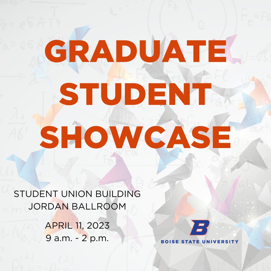 2️⃣4️⃣ HOURS UNTIL THE GRADUATE STUDENT SHOWCASE!

@boisestateuniveristy | #WeAreBroncos

ow.ly/fTaE50NCS8o