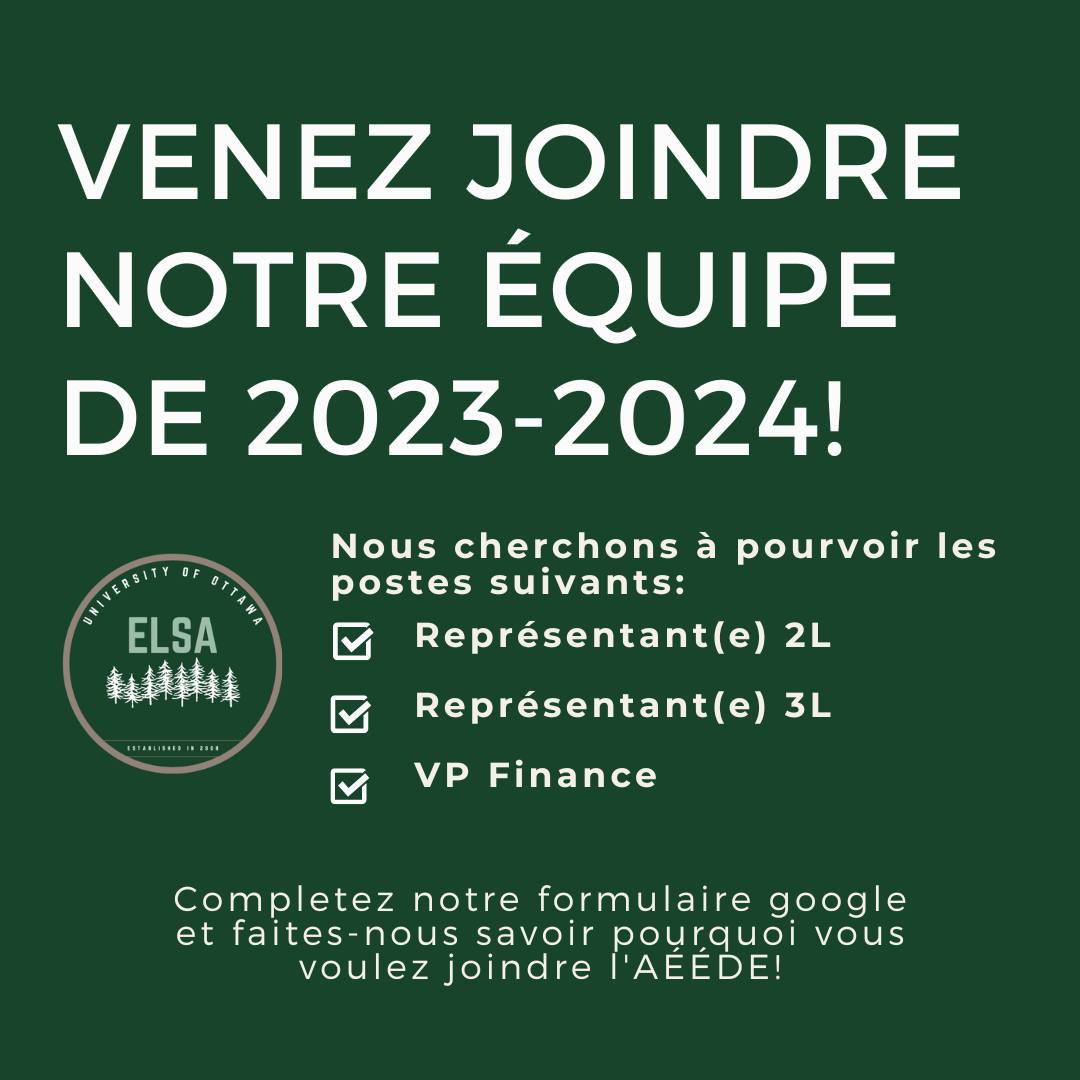 Joignez-vous à notre équipe exécutive!
Complétez le formulaire ci-dessous et soumettez votre curriculum vitae à elsa.executif@gmail.com pour nous faire savoir pourquoi vous voulez vous joindre à l'AÉÉDE! Les candidatures sont due le 14 avril à 23h59. 
⮕forms.gle/ZPo7giiN1o9AT9…