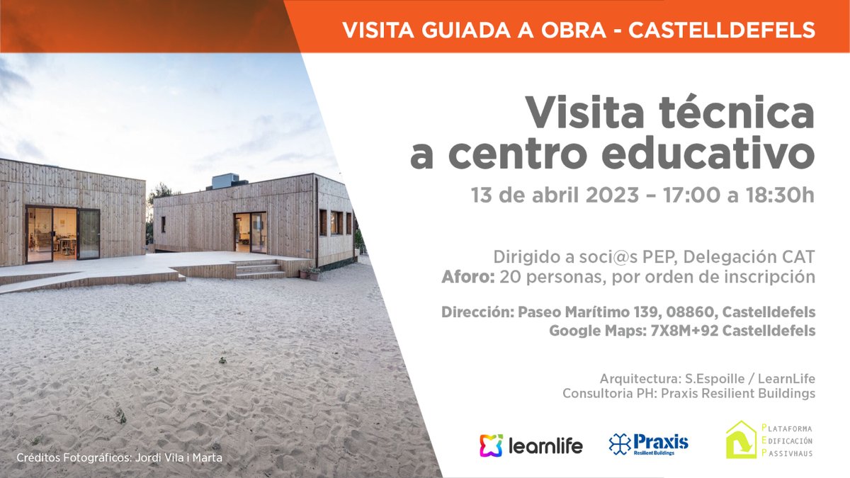 🏢 Te invitamos a participar en una visita técnica a obra de #LearnlifeEcoHub, un centro de #sostenibilidad e #innovación en #Castelldefels.

Como guías, contamos con Ramiro Chiaradia, de <a href="/wearelearnlife/">Learnlife: Positively changing education worldwide</a>, y <a href="/Oli_Style/">Oliver Style</a> de <a href="/Praxis_rb/">Praxis Resilient Buildings</a>.

➡️ ¡Plazas limitadas!

mtr.cool/sugssavsso