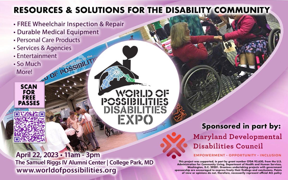 MdDDCouncil's tweet image. The Council partnered with Caring Communities to host the World of Possibilities Disabilities Expo on April 22, 2023 at the Samuel Riggs IV Alumni Center. 

#ClickBelow to learn more and register.

expo.caringcommunities.org