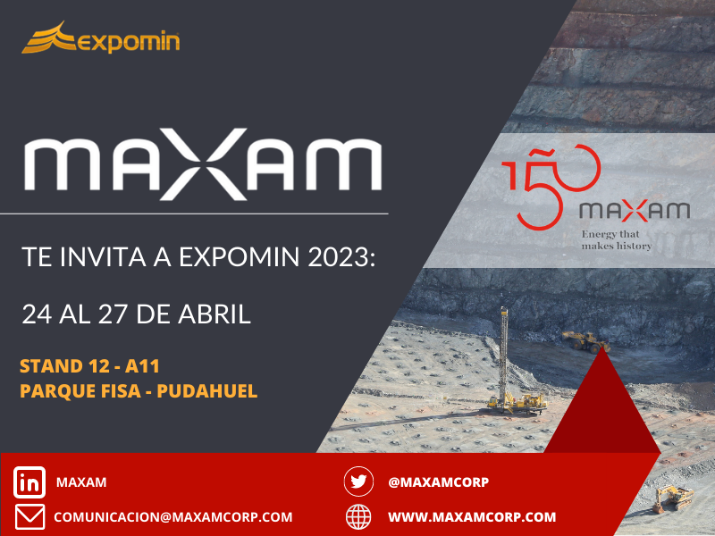 Quedan pocos días para EXPOMIN 2023!

MAXAM estará presente EXPOMIN, que tendrá lugar entre el 24-27 de abril en el Parque FISA - PUDAHUEL de la ciudad de Santiago - Chile. Stand Nº 12-A11; 

Escríbenos a:  comunicacion@maxamcorp.com

#chile #DigitalMining #Maxam #XEnergy