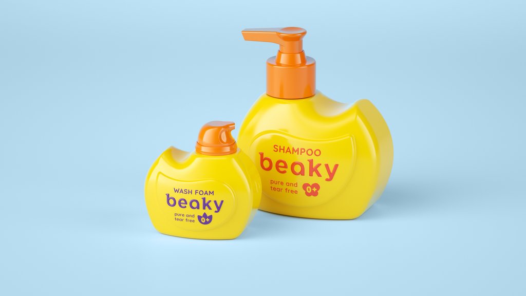 TheDieline's tweet photo. Beaky is a conceptual brand designed by Nikita Gavrilov that beautifully reimagines bath time. The soap's nozzle is envisioned as a duck's beak, while the bottle is shaped to mimic a duck's body. More on The Dieline! https://t.co/4B1XNpx88L? https://t.co/UF8E0tpBpc